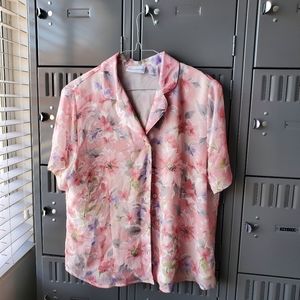 ALFRED DUNNER vintage pink flowered blouse size 12